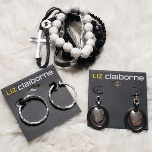 Two Liz Claiborne Earrings & Multi Bracelets